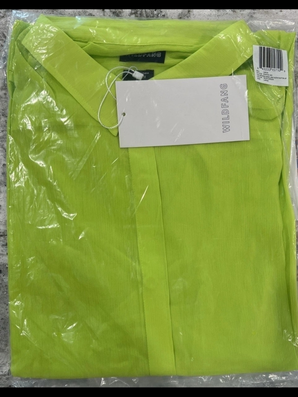 Wildfang The Empower Long Sleeve Button Up Blouse Large Neon Green